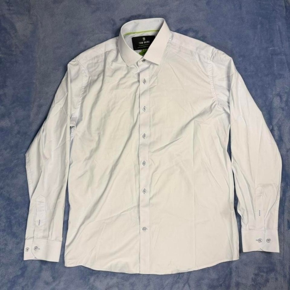 Tom Baine white slim fit‎ dress shirt men Size M